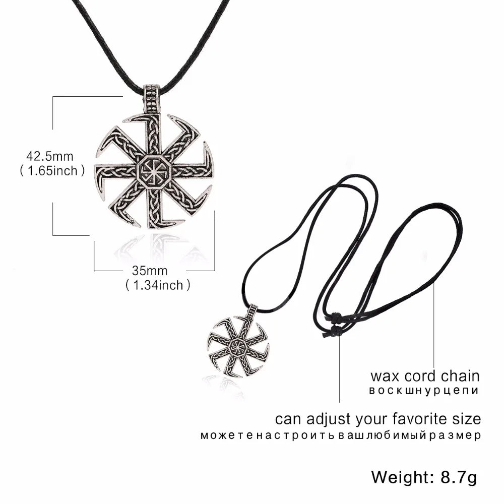 Likegreat Slavic Kolovrat Symbols Necklace for Men Pagan Sun Wheel Talisman Amulet Link Chain Pendants Religious Jewelry