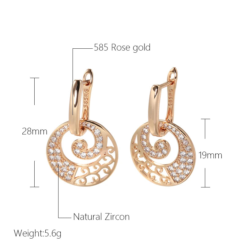 Kinel Hot Crystal Flower Drop Earrings for Women 585 Rose Gold Color With Natural Zircon Accessories High Quality Daily Jewelry