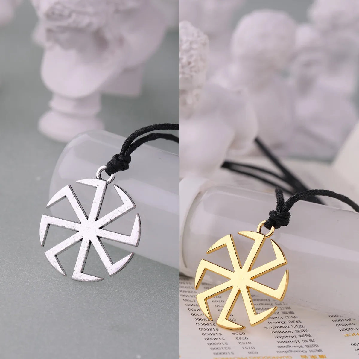 Likegreat Slavic Kolovrat Symbols Necklace for Men Pagan Sun Wheel Talisman Amulet Link Chain Pendants Religious Jewelry