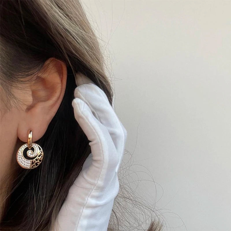 Kinel Hot Crystal Flower Drop Earrings for Women 585 Rose Gold Color With Natural Zircon Accessories High Quality Daily Jewelry