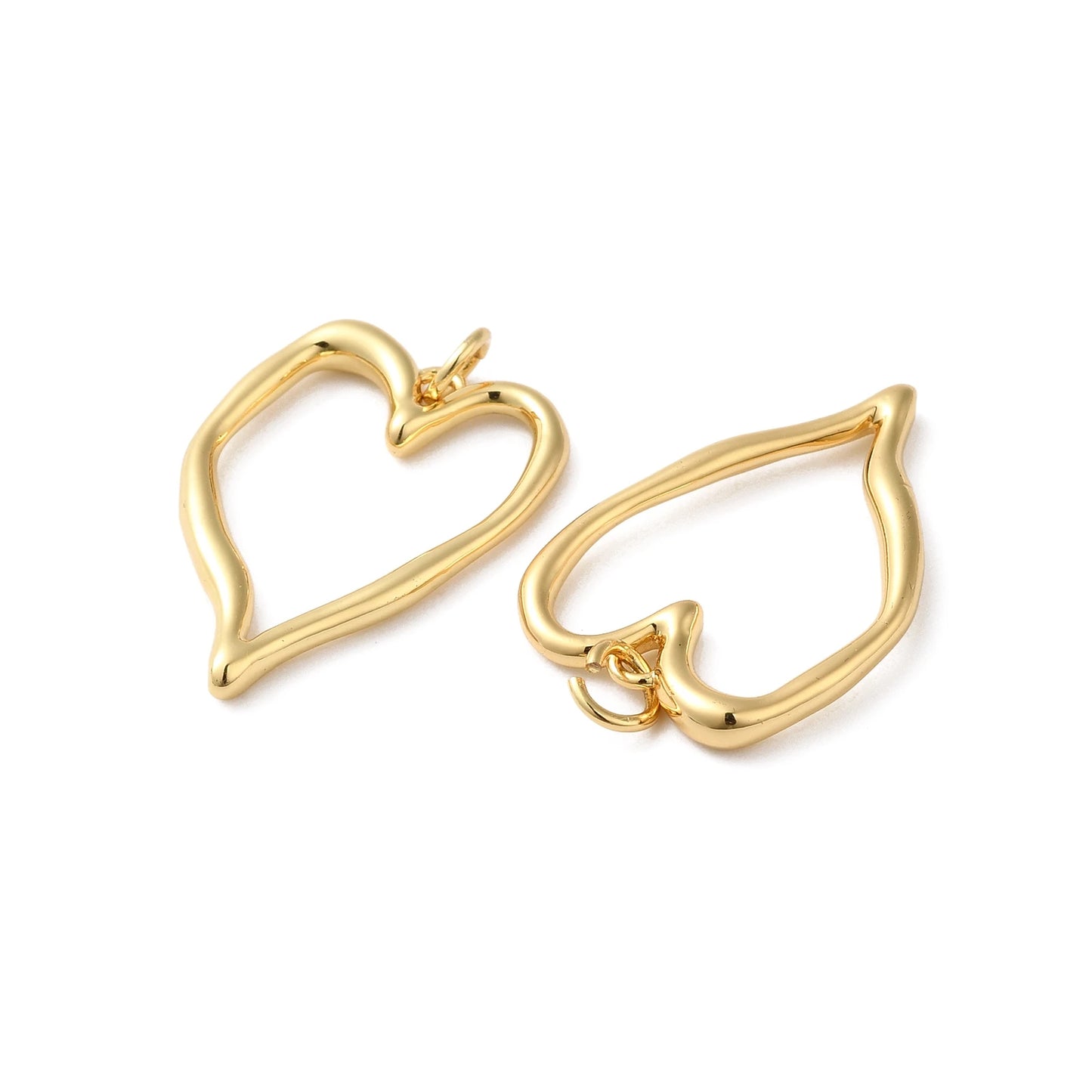 Hollow Love Heart Charms Brass Pendants.