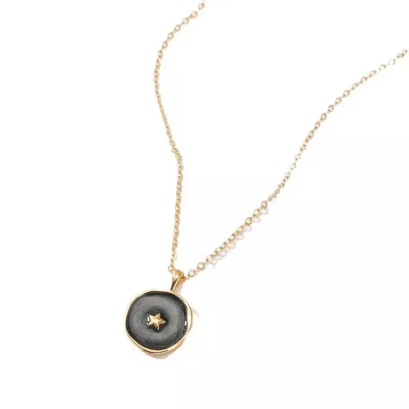 Moon Star Enamel Pendant Necklaces