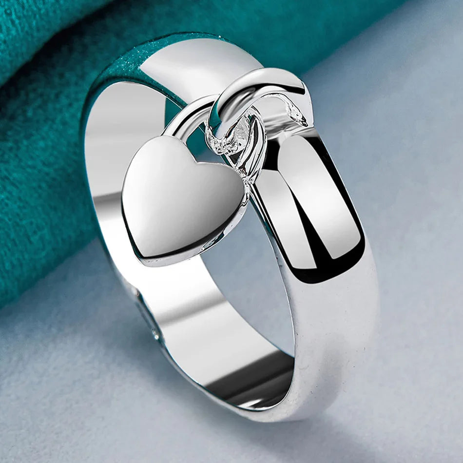 Blueench Sterling Silver Love Pendant Ring