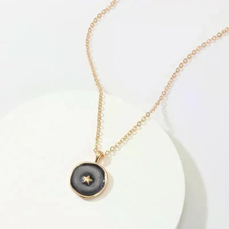 Moon Star Enamel Pendant Necklaces