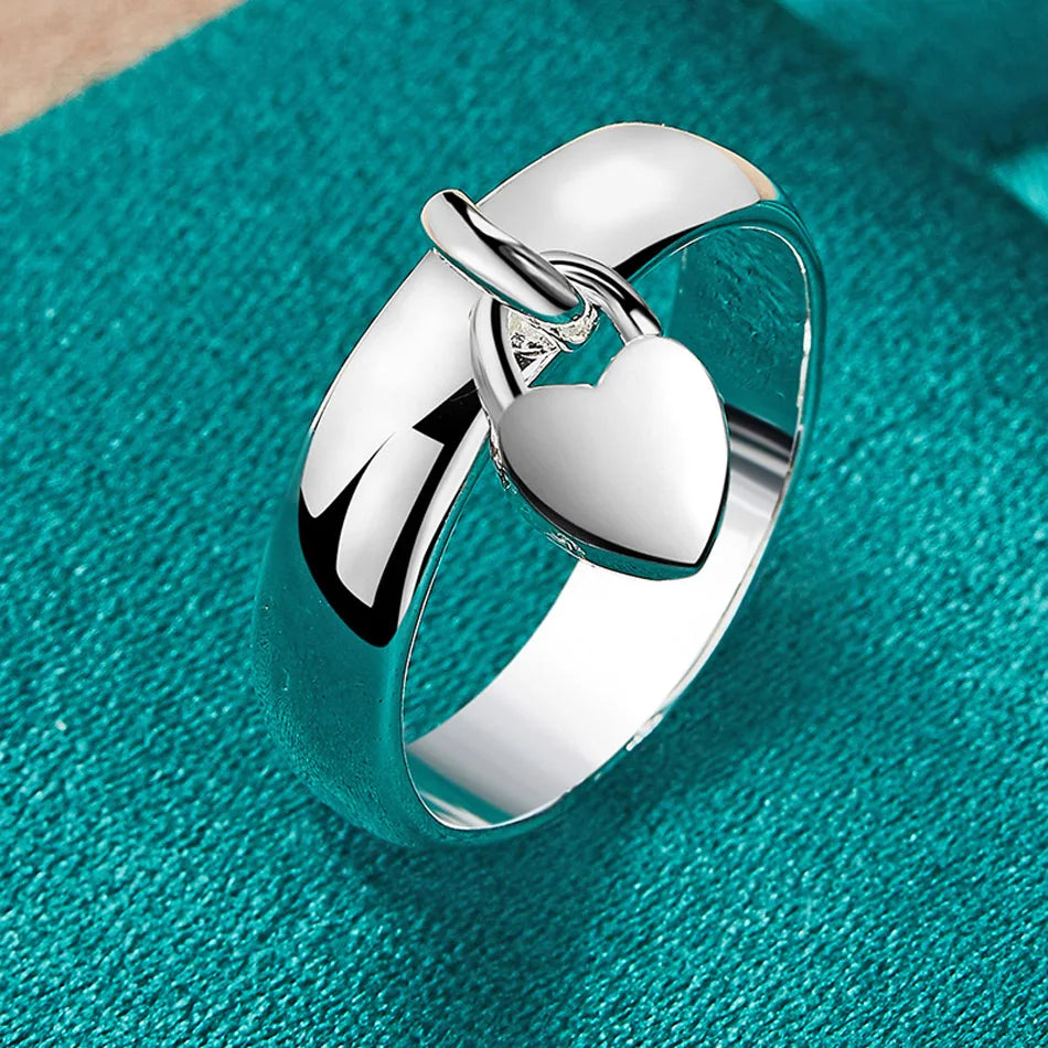 Blueench Sterling Silver Love Pendant Ring