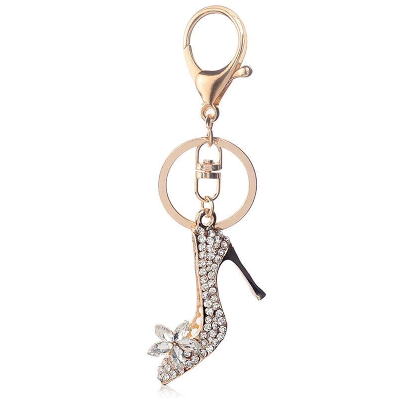 High Heel Shoe Keychain Rhinestone Crystal Purse Car Key Chain Bag Decorative Alloy Keyring