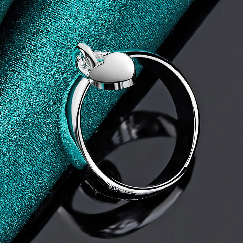 Blueench Sterling Silver Love Pendant Ring