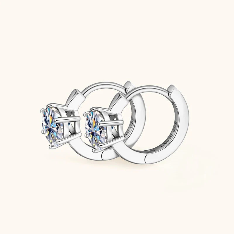 Anziw D1.0ct Moissanite Earrings Solitaire Hoops for Women 925 Silver Gold Huggie Earring Wedding Engagement Jewelry Girl Gift