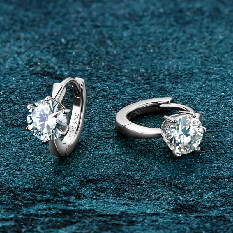 Anziw D1.0ct Moissanite Earrings Solitaire Hoops for Women 925 Silver Gold Huggie Earring Wedding Engagement Jewelry Girl Gift