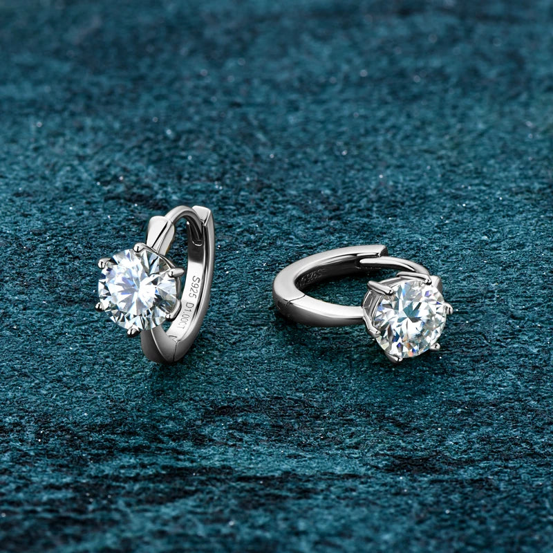 Anziw D1.0ct Moissanite Earrings Solitaire Hoops for Women 925 Silver Gold Huggie Earring Wedding Engagement Jewelry Girl Gift