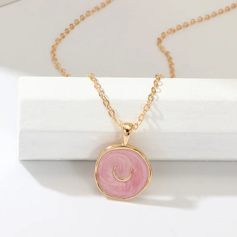 Moon Star Enamel Pendant Necklaces