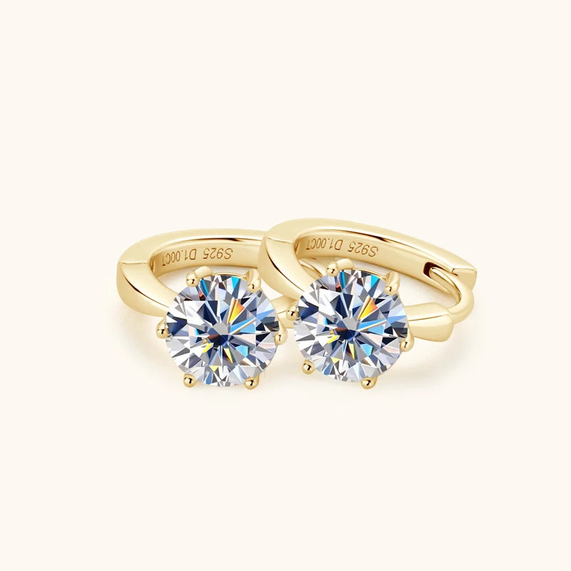 Anziw D1.0ct Moissanite Earrings Solitaire Hoops for Women 925 Silver Gold Huggie Earring Wedding Engagement Jewelry Girl Gift