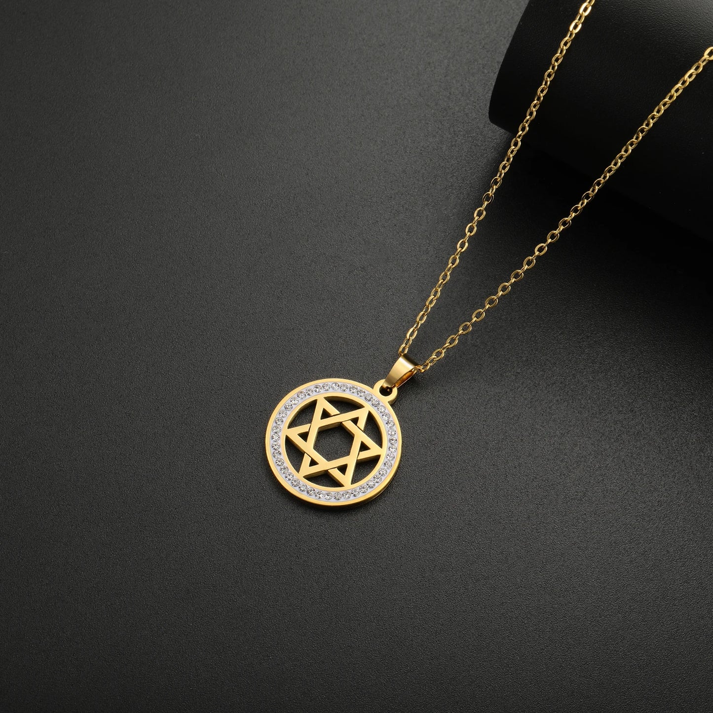 Female Hexagram Crystal Pendant Necklace Fashion Stainless Steel Star of David Charms Necklaces For Women Elegant Amulet Jewelry