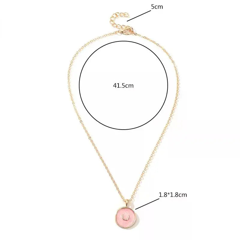 Moon Star Enamel Pendant Necklaces
