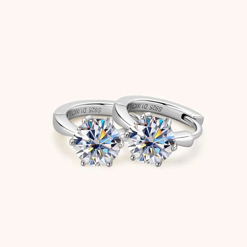 Anziw D1.0ct Moissanite Earrings Solitaire Hoops for Women 925 Silver Gold Huggie Earring Wedding Engagement Jewelry Girl Gift