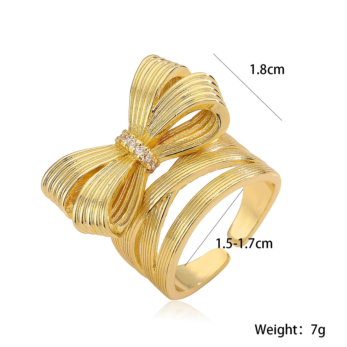 NEWBUY Trendy Gold Color Statement Big Bowknot Shape Ring For Women Party Jewelry