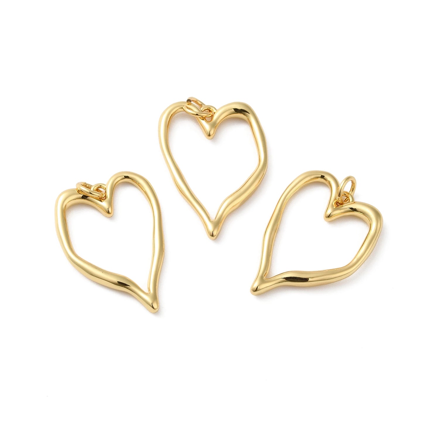 Hollow Love Heart Charms Brass Pendants.