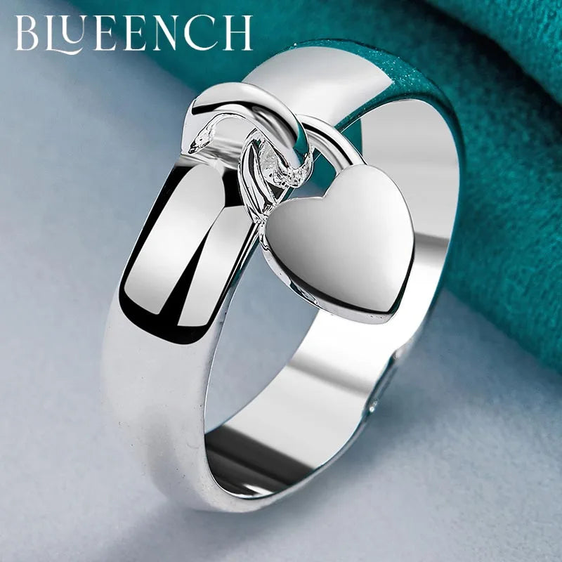 Blueench Sterling Silver Love Pendant Ring