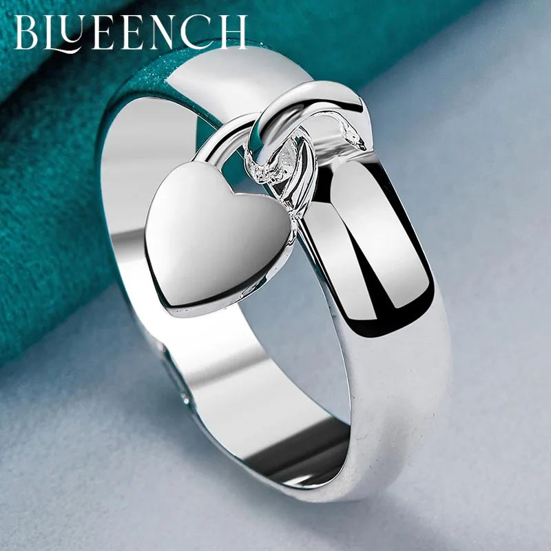 Blueench Sterling Silver Love Pendant Ring